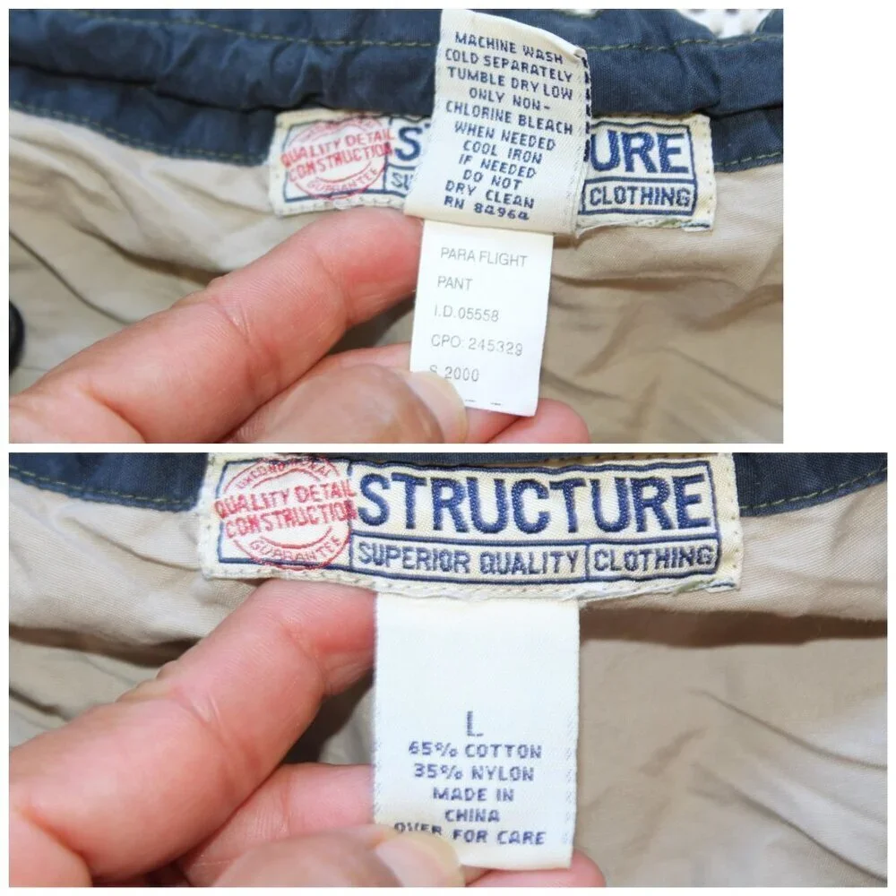 Structure Men's Para Flight Pants Large Beige Performance Outdoor Construction